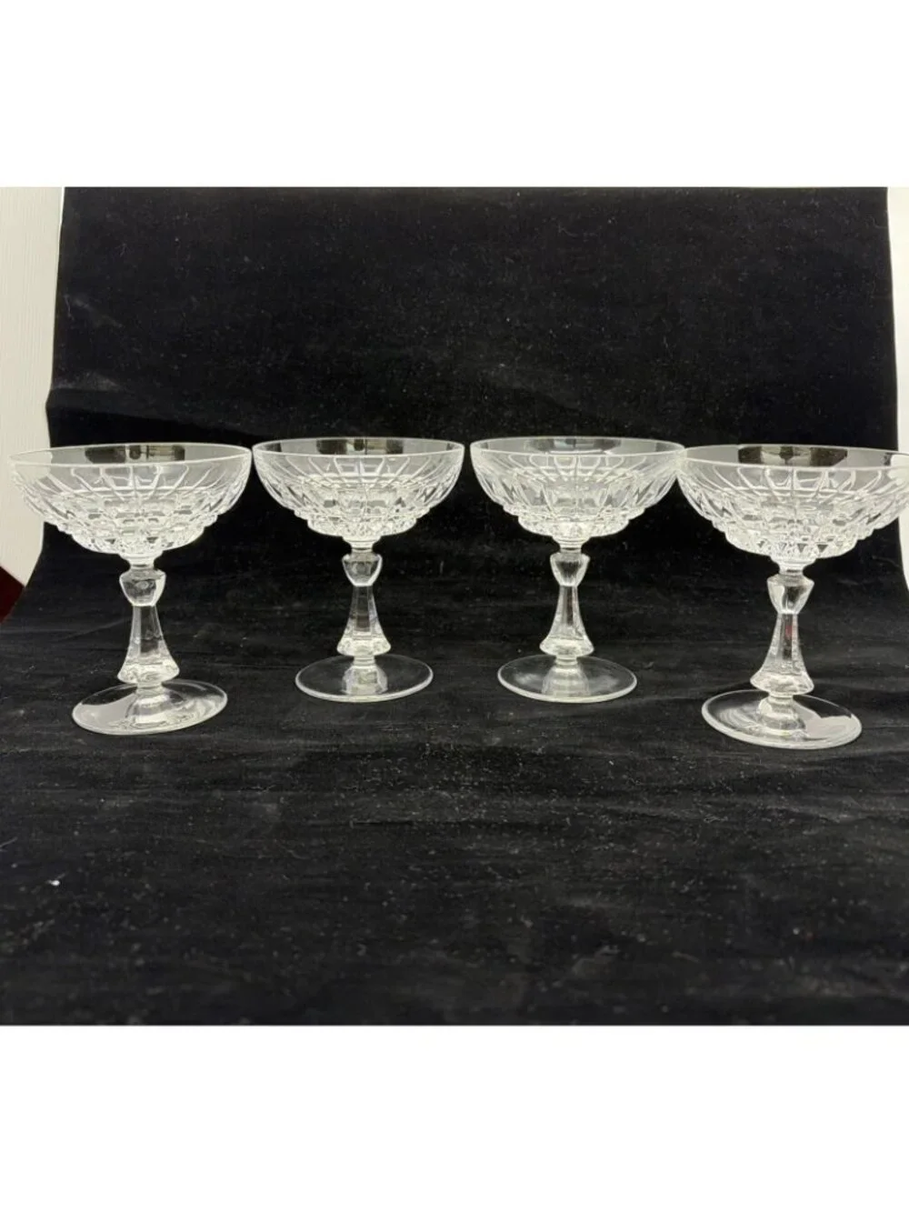 Vintage Nachtmann Astra Crystal Champagne Coupe Tall Sherbet Glasses Set of 4